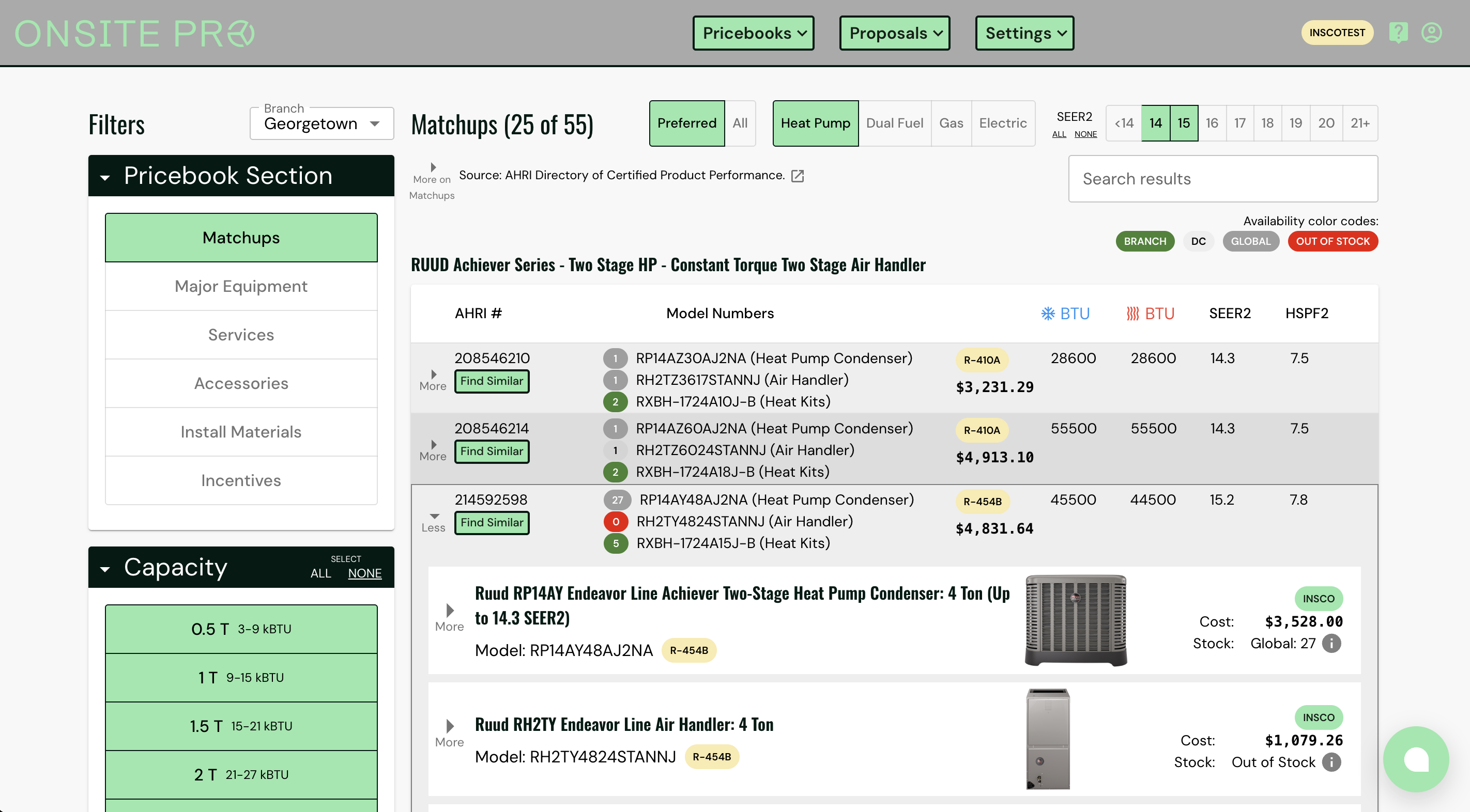 Insco Pricebook Screenshot